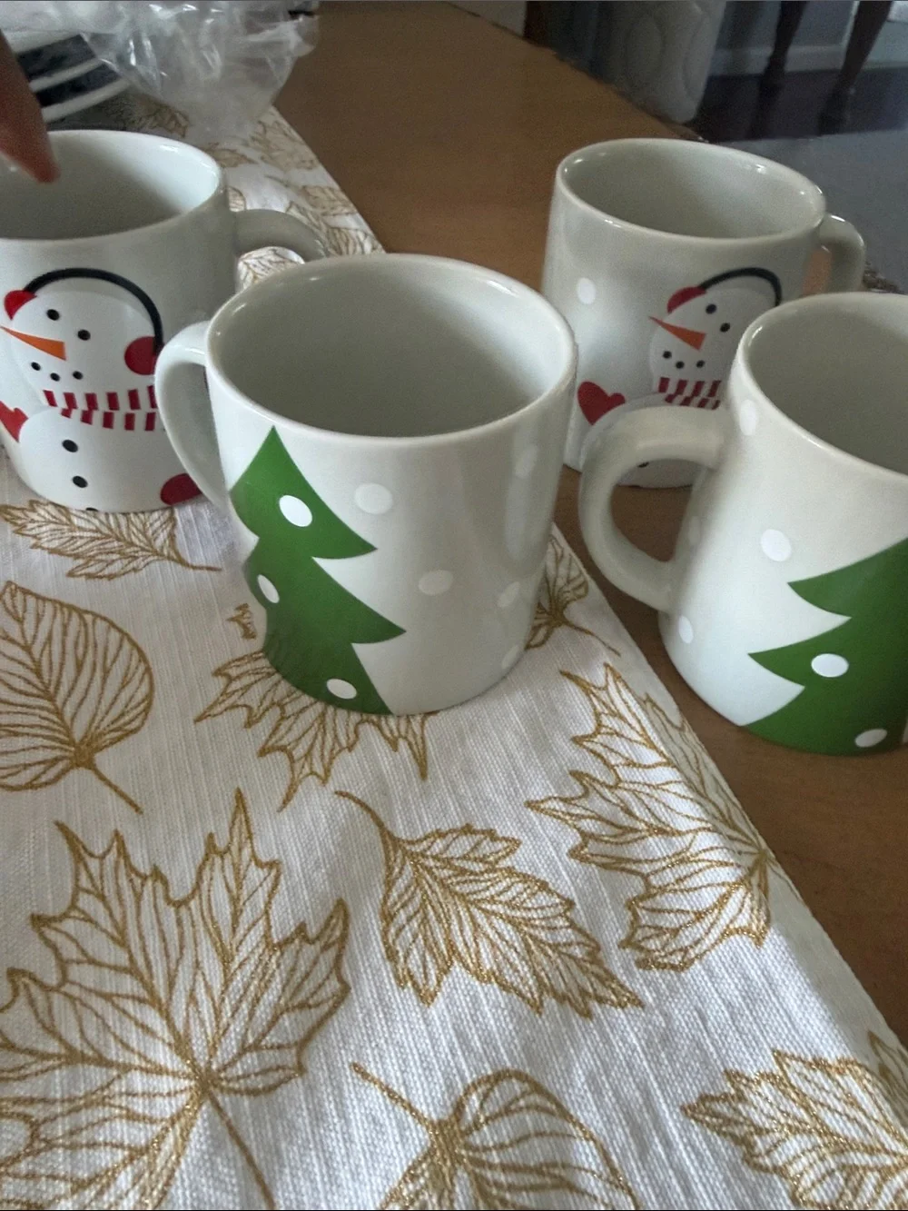 4 Crate & Barrel Snowman Coffee Mugs Joan Anderson Holiday 3” cappuccino